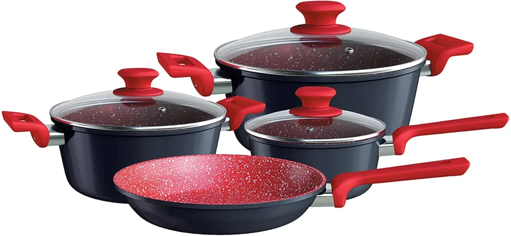 O melhor Conjunto de Panelas 4 Peças de Alumínio com Antiaderente ColorStone Titânio